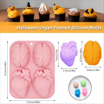 1 moule en silicone 3D Halloween | Résistant à la chaleur 220°C pour chocolat, bonbons, décoration de cupcakes - Outils de pâtisserie DIY