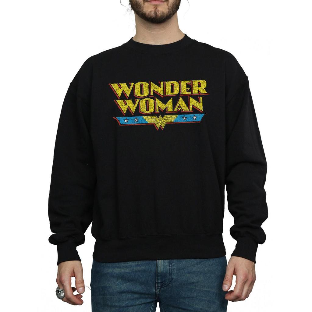 DC Comics Mens Wonder Woman Crackle Logo Sweatshirt
