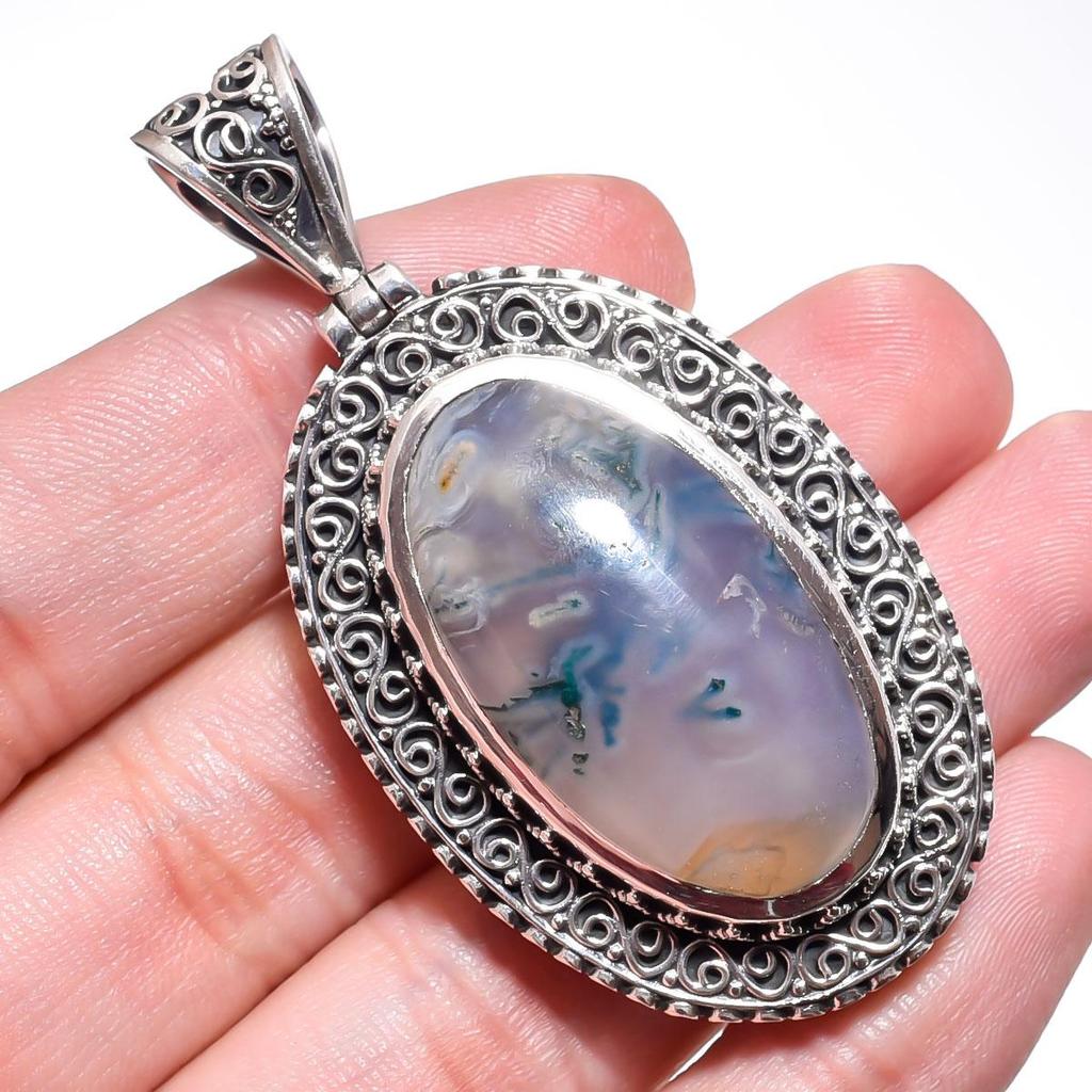 Arisha Silver 925er Sterlingsilber handgefertigte antike Anhänger, Massivsilber Anhänger Los 7 Stück mit natürlichen Edelsteinen