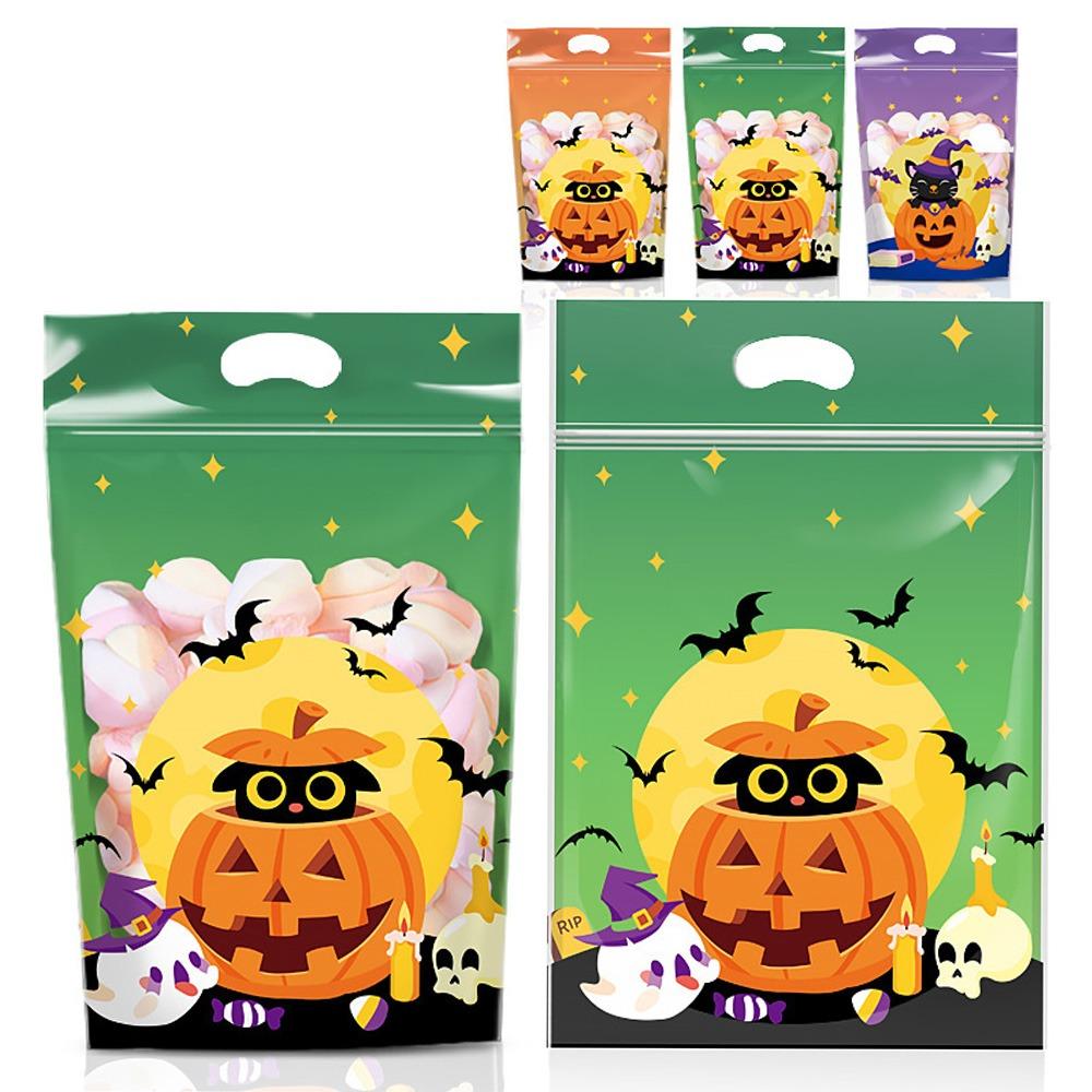 Composite Film Halloween Treat Bags Resealable Zipper Resealable Food Bags Cookie Packaging