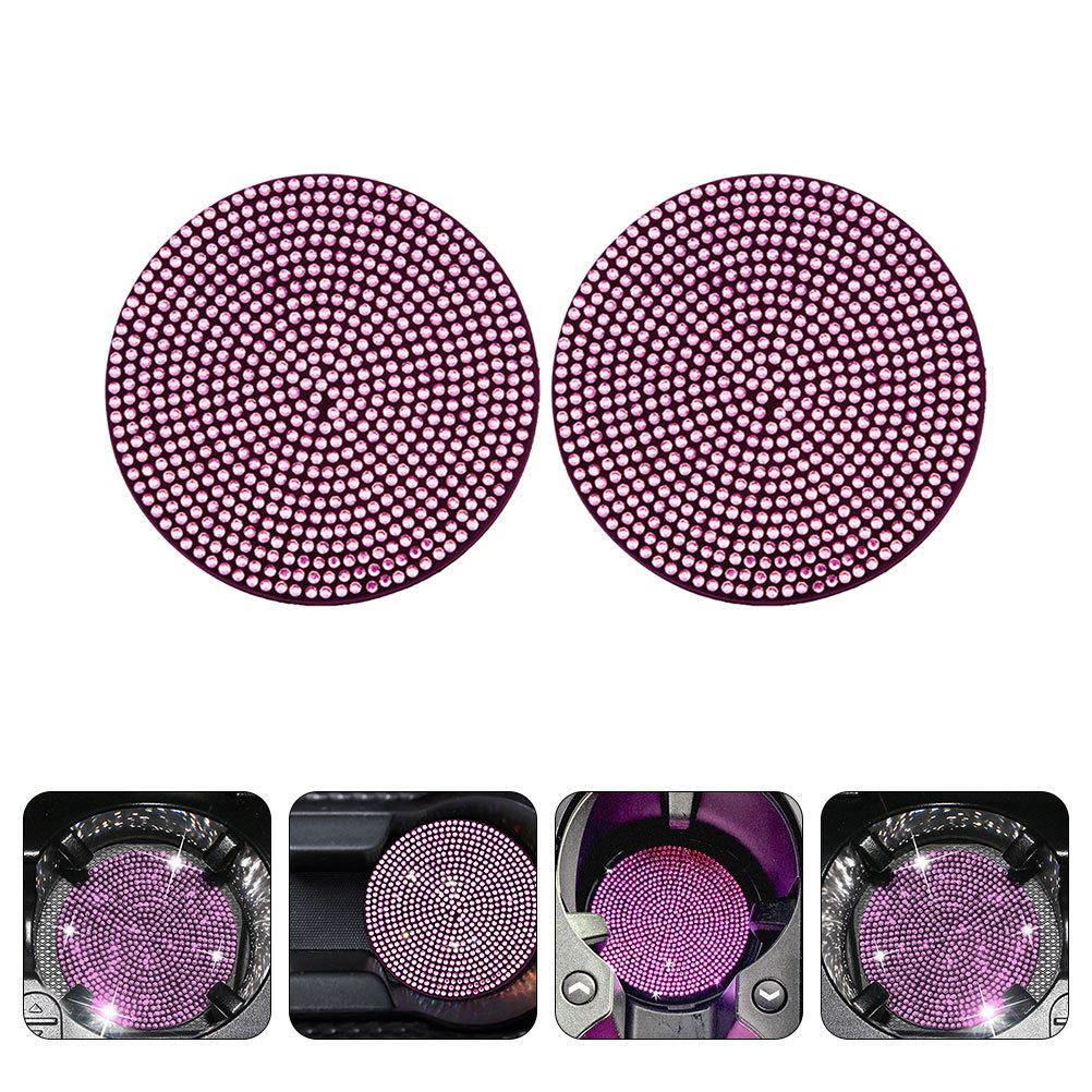 2 Peças Porta-Copos para Carro PVC Antiderrapante Almofadas para Porta-Copos de Carro Porta-Copos para Veículos com Strass de Cristal para Carros Acessórios Brilhantes da Moda