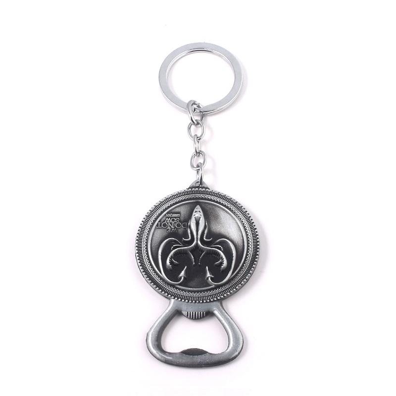 Classic Movie Dragon Shape Keychain Wolf Head Pendant Fashion Trend Bottle Opener Keyring for Fan Collectible Accessories
