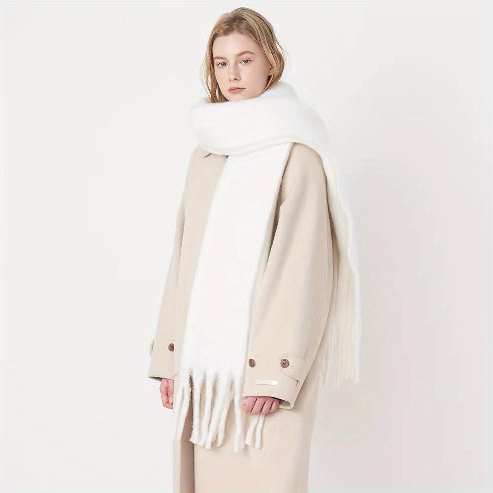 Luxury Cashmere Bright Solid Colors Women Scarf Winter Shawl and Wrap Bandana Pashmina Tassel Female Foulard Thick Blanket