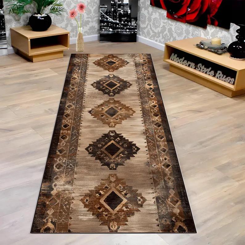 Colorful Geometric Runner Rug Boho Modern Hallway Carpet Multicolor Abstract Floor Mat Vibrant Entryway or Kitchen Runner Mats