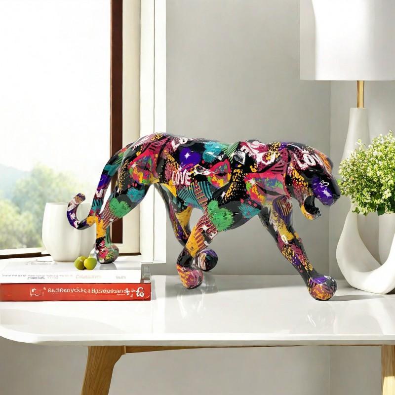 Leopard Harz Figur Dekorative Skulptur Wohnzimmer Schreibtisch TV-Schrank Modernes Home Office Geschenk