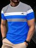 Men'S Novelty 3D Printed Shirt, Sweat-Wicking Fabric, Mountain Landscape Pattern Color Block Design, Casual Crew Neck Short Sleeve Shirt, Casual, Plus