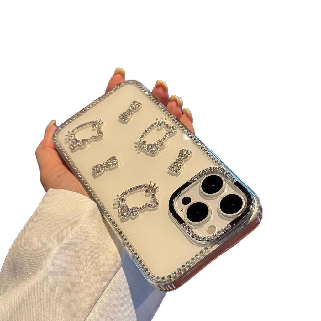 Hello Kitty Rhinestone Bow Phone Case for iPhone 11/12/14/15/17 Pro/Pro Max