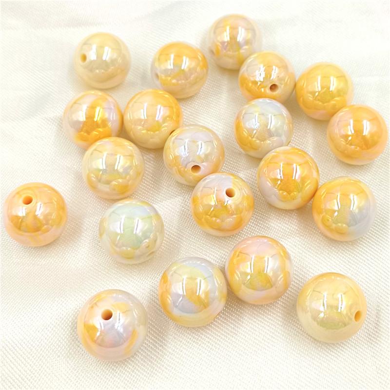 

Двухцветные молочные конфеты 10 шт. Бисерные материалы DIY браслет ожерелье модные ювелирные изделия аксессуары УФ креативные ослепительные круглые бусины акриловые бусины жёлтый