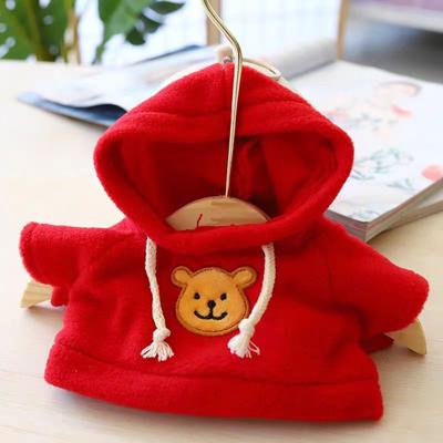 Hooded Sweatshirt for 20cm Replacement Teddy Bear Plush Doll Clothing Soft Fabric Toy Apparel with Drawstring Hood and Embroidered Bear Patch