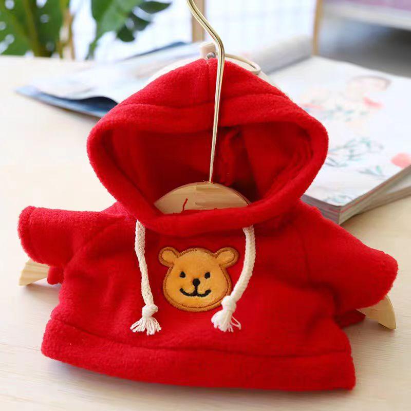 Kapuzenpullover für 20cm Ersatz-Teddybär Plüschtier Kleidung Weicher Stoff Spielzeug Bekleidung mit Kordelzugkapuze und gesticktem Bärenaufnäher