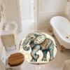 Vintage Elephant,Round Area Rug,Carpet Rug for Living Room Bedroom Sofa Playroom Decor,Non-slip Floor Mat