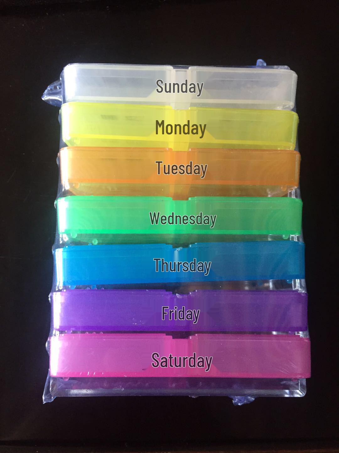 Vibrant 28-Grid Pill Organizer with Hooks & Detachable 4-Grid Box, Drawer-Style Plastic Pill Holder