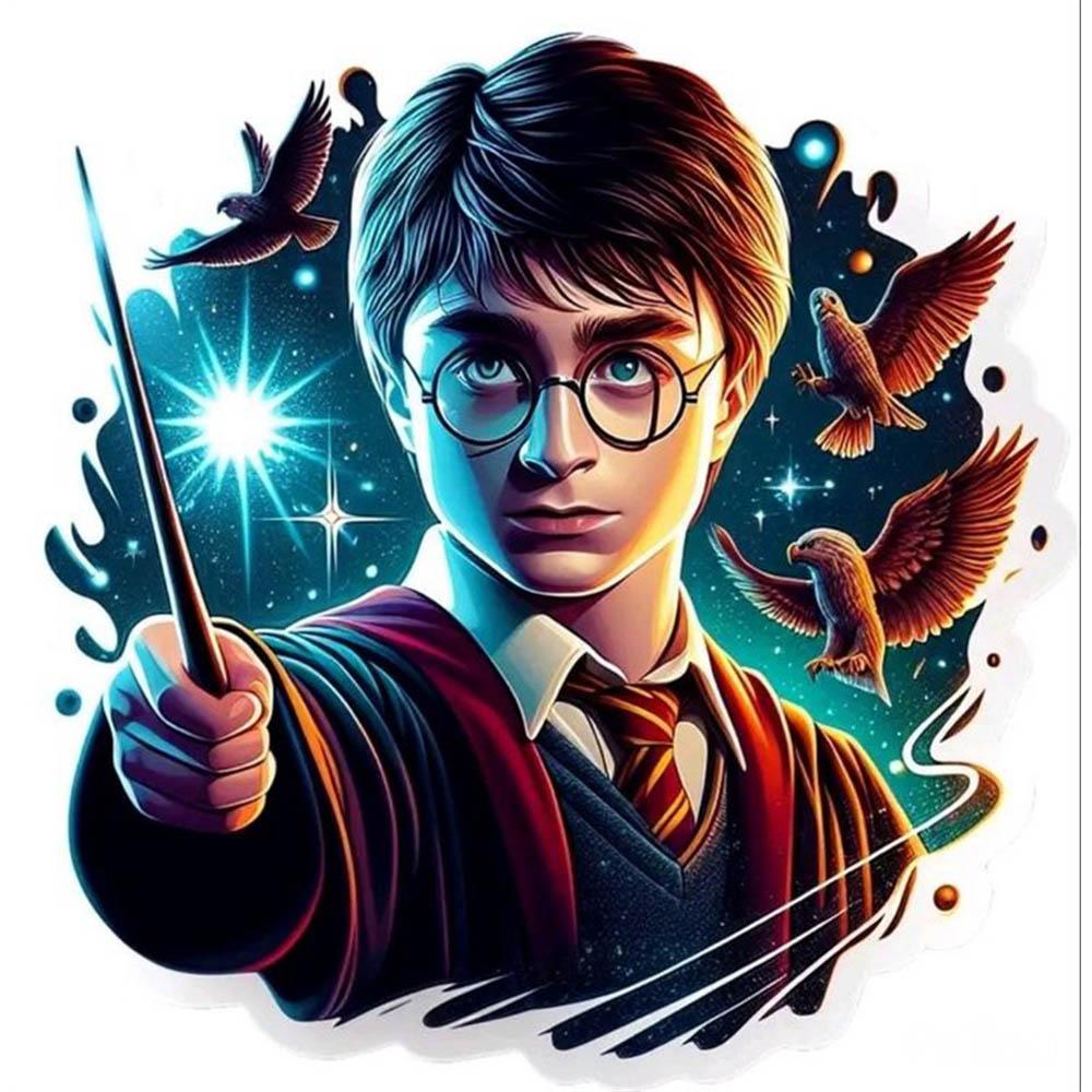 Cartoon Harry Potter with Owl Castle 5d Full Diamond Mosaic Painting Hogwarts Mystery Wizarding World Cross Stitch Home Decor