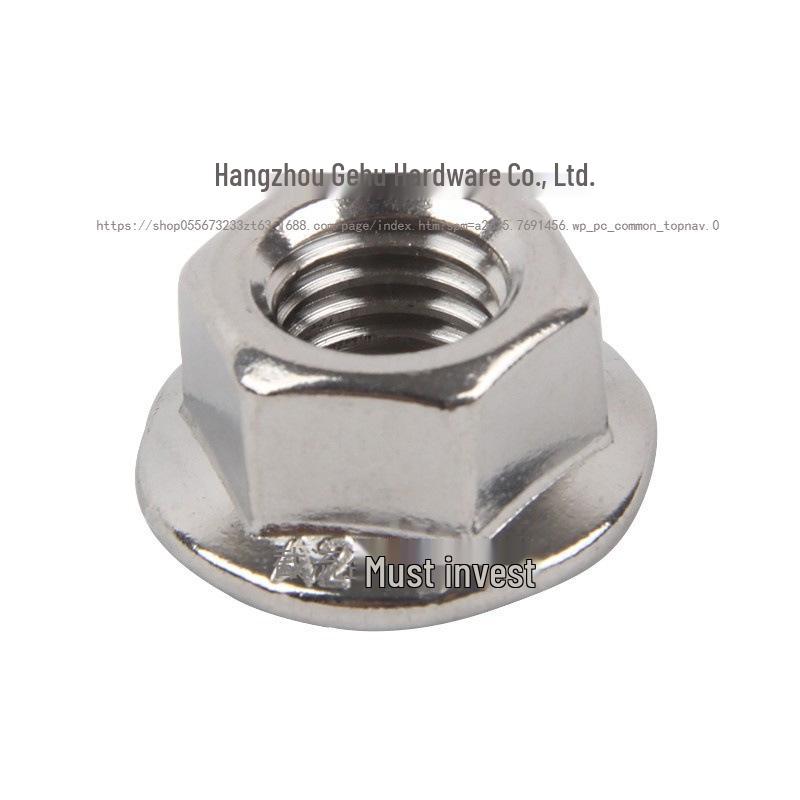 304/201 Stainless Steel Left-Hand Locking Flange Nut with Anti-Slip Washer, Fine Thread M3-M10