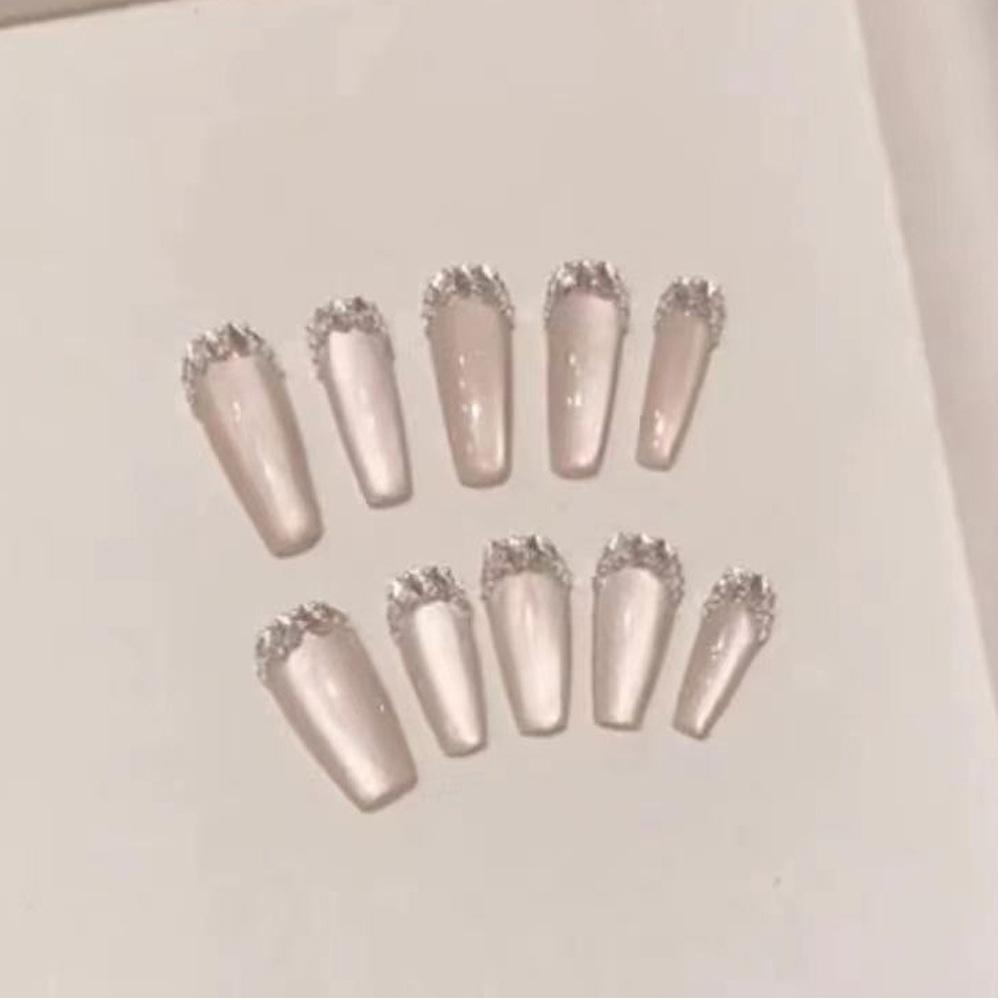 

Ношение Ногтей Ручной Маникюр Готовые Накладные Ногти Патч Легкая Роскошь Темперамент Высокоглянцевый Кошачий Глаз Французский Флэш Бриллиант Large L