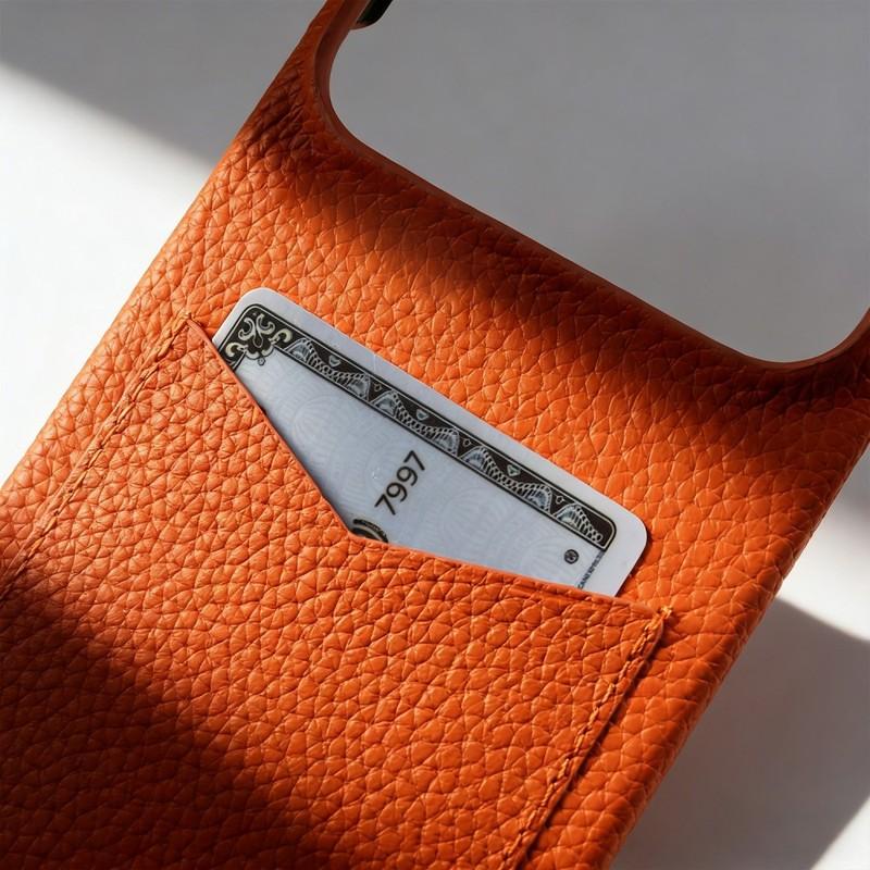 Lychee Pattern Genuine Leather Case With Card Holder For iPhone 17 Pro Max iPhone Air 16 15 14 13 12 11 Phone Shell Back Cover