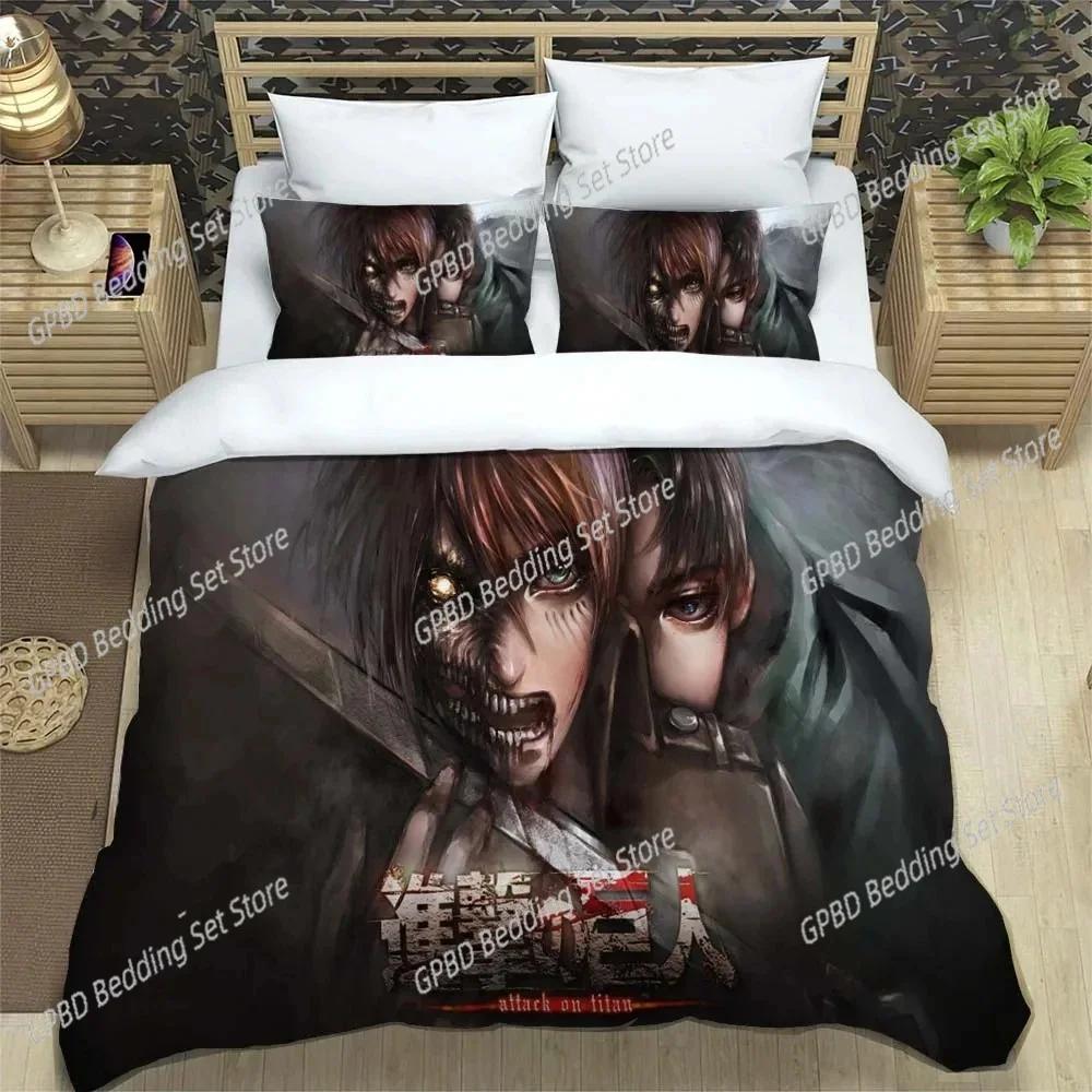 Attack On Titan Printed Polyester Bedding Bedding Set Quilt Cover Pillowcase Soft And Comfortable Customizable