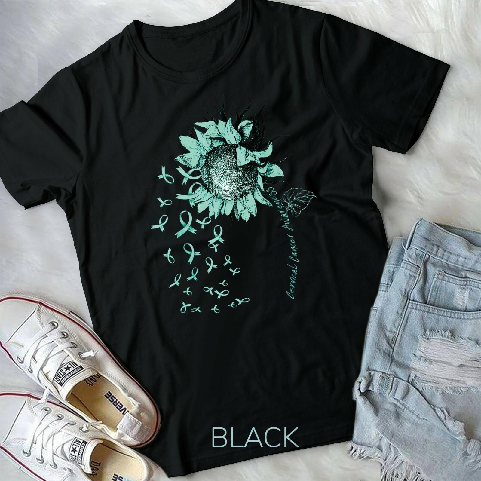 CERVICAL CANCER AWARENESS Sunflower Teal Ribbon Unisex Youth T-shirt S
