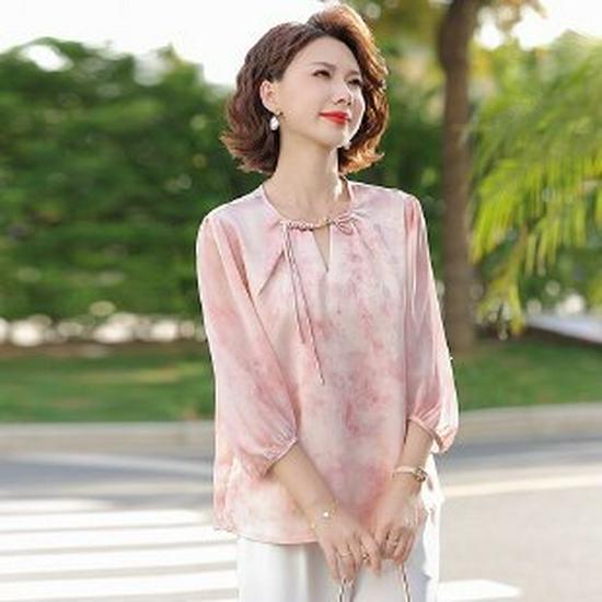 

Mom s Summer 2026 High-End Short-Sleeve Loose T-Shirt for Middle-Aged & Elderly Women XL рожевий