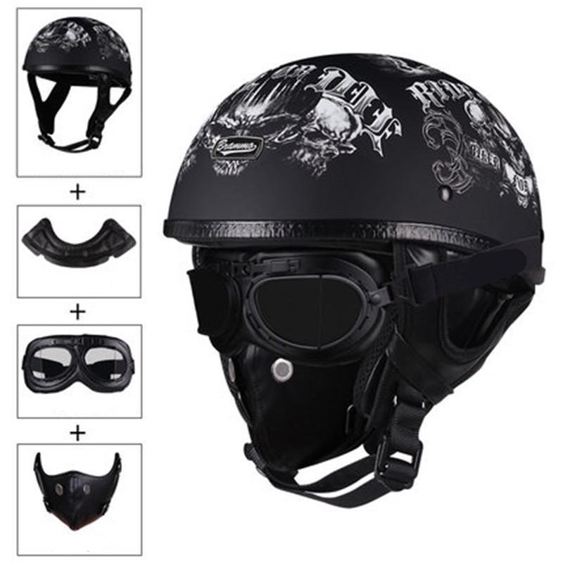 DOT Certification Retro Motorcycle Helmet Moto Helmet Scooter Vintage Half Face Biker Motorbike Crash Moto Helmet Casco Moto CE