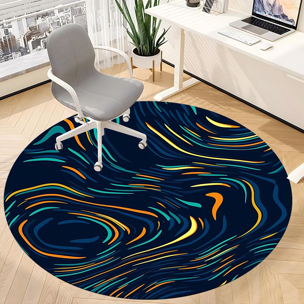 1pc Wave Swirl Office Round Area Rug,  Mat Suitable ForOffice, Under Office Chairs Bedroom Living Room Home Decor, Room Deco