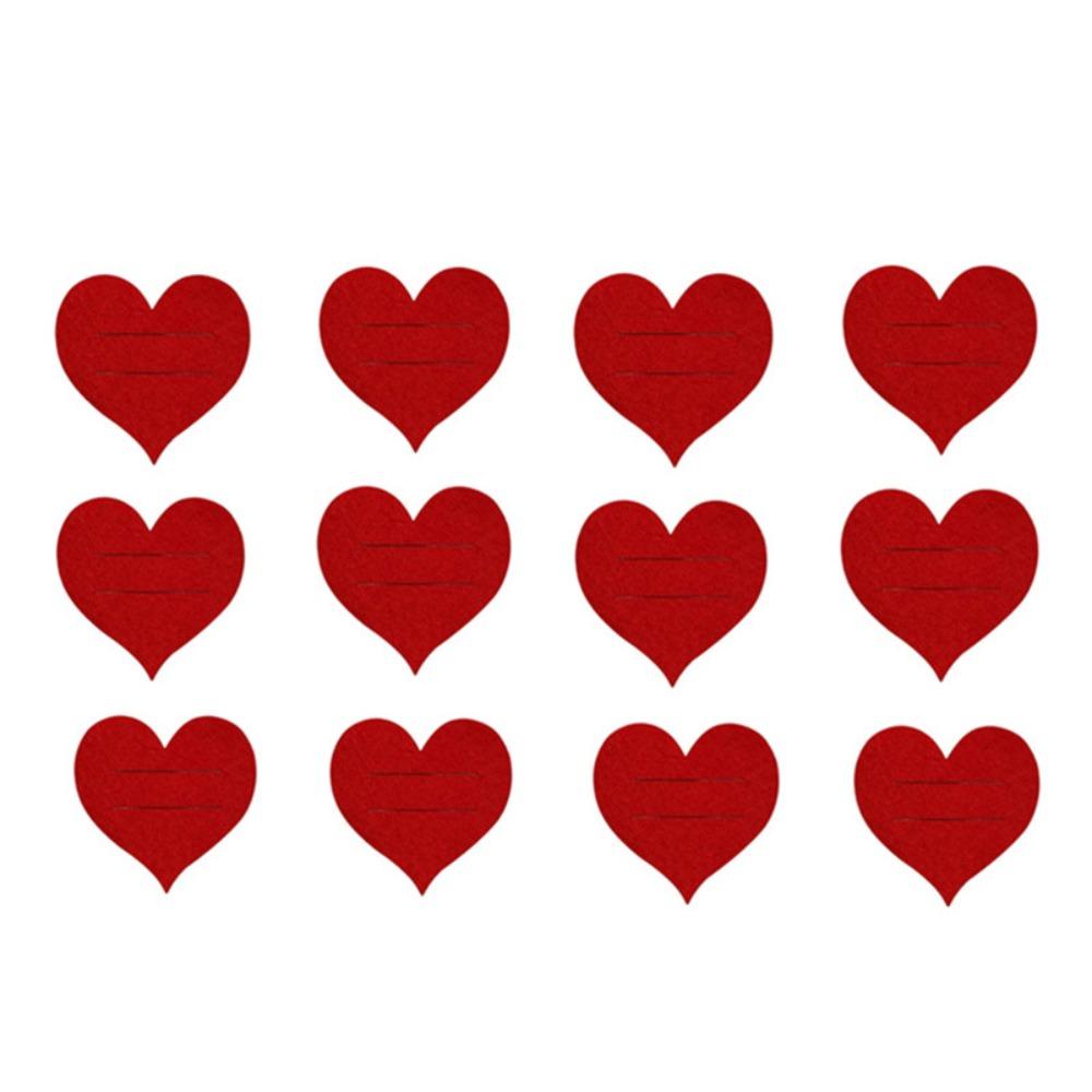 12pcs Red Felt Heart Shape Cutlery Reusable Felt Cutlery Holders Fork Spoon Set  Couples Anniversary 12pcs