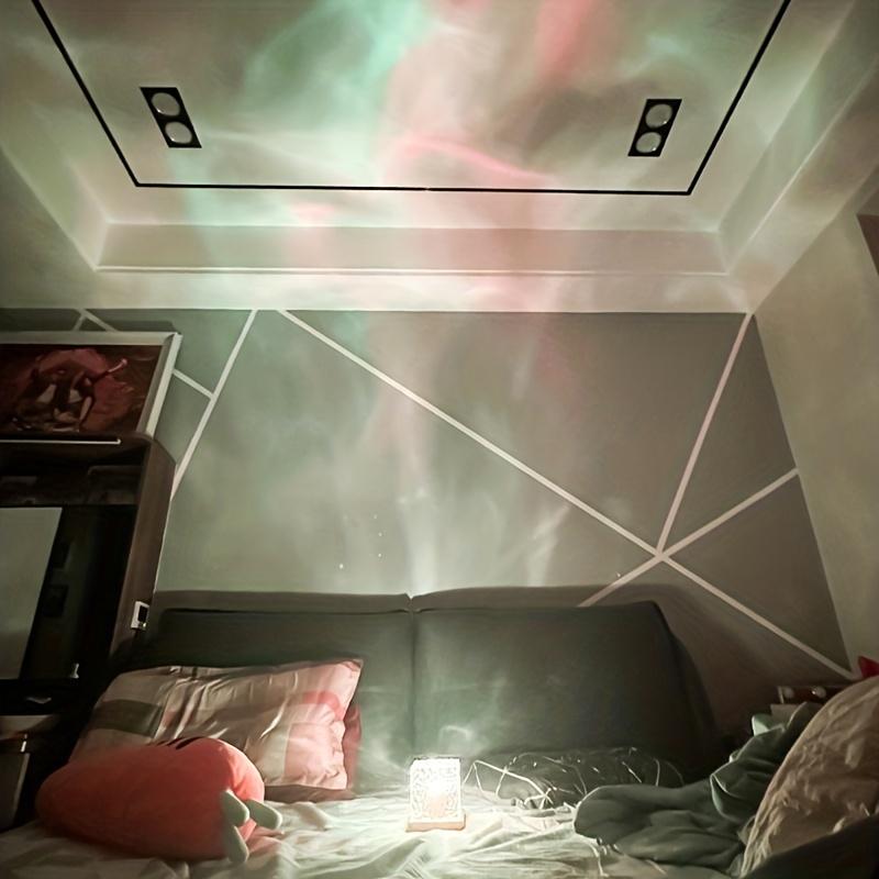 1 stk roterende vannrippel nattlys, USB nattlampe, RGB 16 fargespinn Creative flamme-atmosfærelampe ved sengen