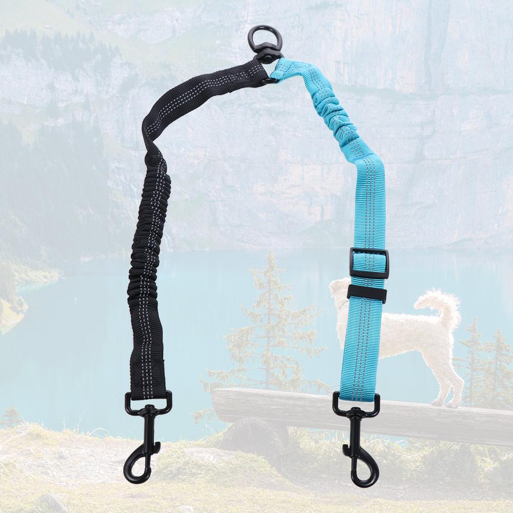 2 in 1 Double Dog Leash Reflective Adjustable Strap Two Dog Lead 360° Swivel Shock Absorbing Two Dog Traction Leash Pet Puppy