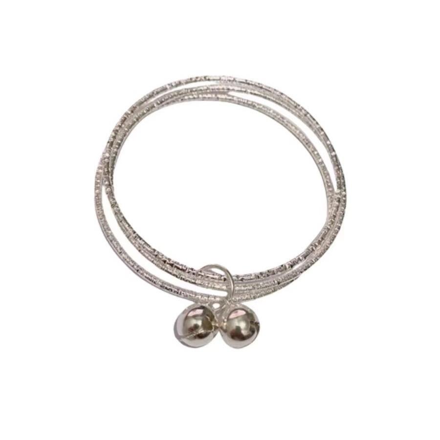 Silver Sophisticated Triple Bell Bracelet For Women Minimalist Alloy Bangle