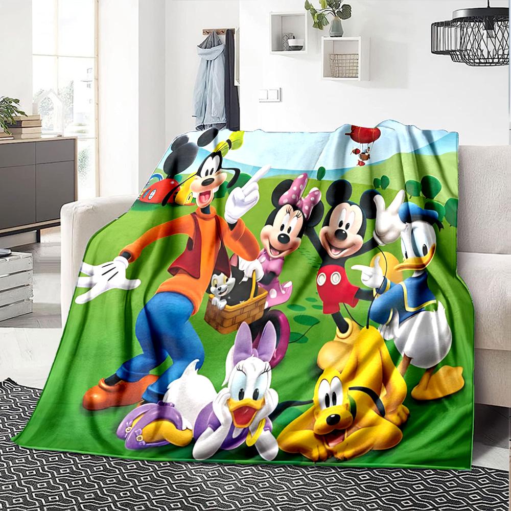 1 szt. Koc Flanelowy Klub Myszki Miki, Bardzo Miękki Ciepły Pluszowy Koc na Domową Sypialnię Łóżko Sofa Pokrowiec Kemping Piknik Prezent Y72427