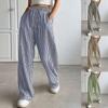 2025 European Striped Wide-Leg Drawstring Trousers with Pockets for Women