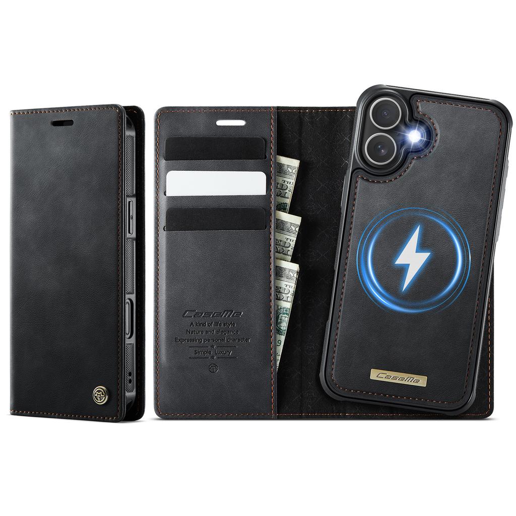 For iPhone 16 Case CASEME C49 Compatible with MagSafe RFID Blocking Detachable Wallet Leather Phone Cover