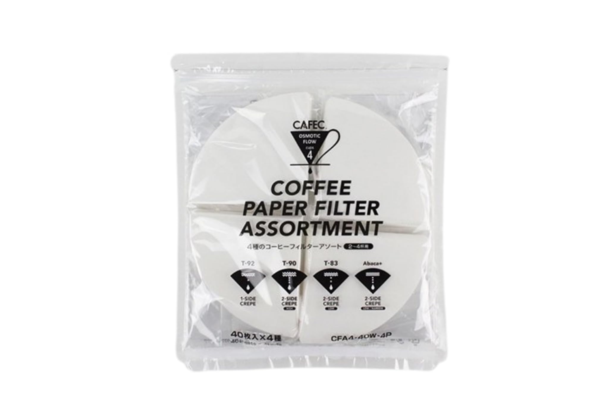 

Sanyo Sangyo Coffee Filter Assortment CAFEC+ 4-Piece (CFA4-40W-4P) [Makes 2-4 Cups]