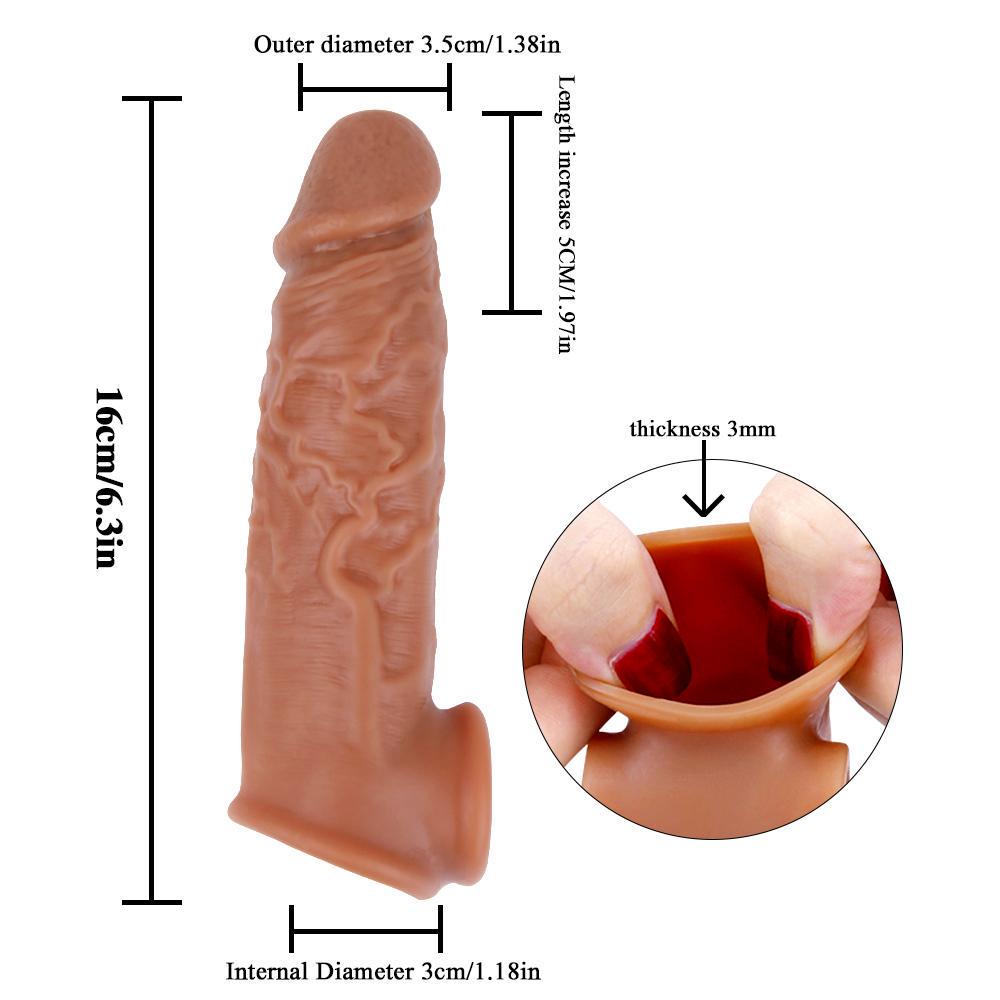 MoDi Realistic Penis Extender Ring Collars Delay Device Enlarge Sex Toy For Man Silicone Condoms