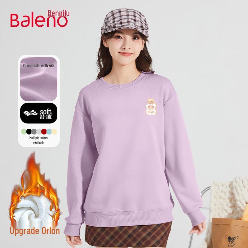 Baleno Damen Milchseide Rundhals-Sweatshirt mit Katze Herz Grafik