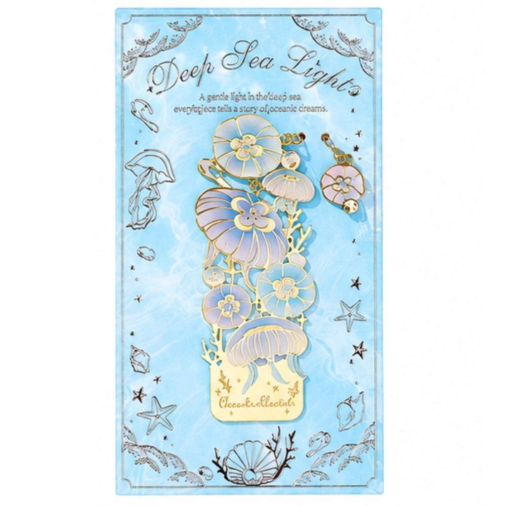Jellyfish Shape Metal Bookmark with Pendant Hollow Marine Animal Bookmarks Artistic Craft Chinese Style Bookmarks for Children