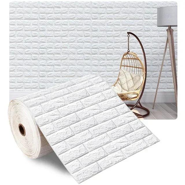 70cmx1/5/10m 3D Foam Self-Adhesive Wallpaper Waterproof Brick Wall Stickers Living Room Bedroom Wall Stickers Home Decoration