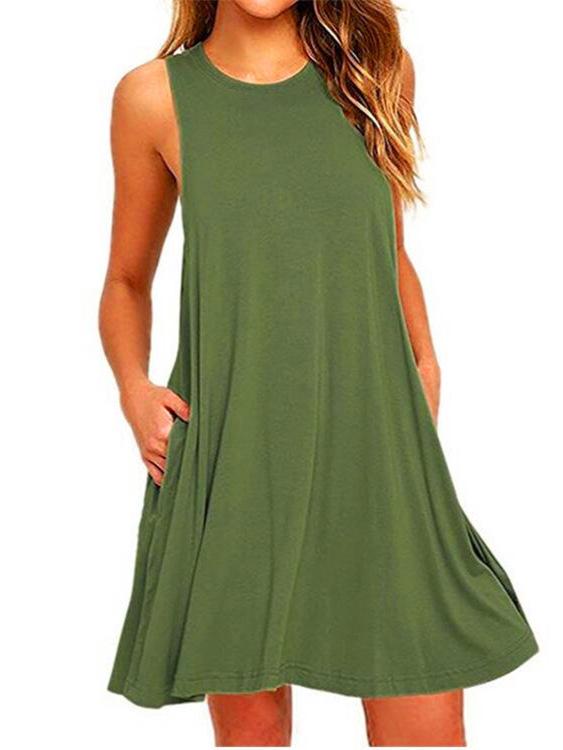 Women's Sleeveless Patchwork Vest Solid Color Summer Dress