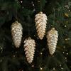 Vintage Gold & Silver Pine Cone Acorn Ornaments for Christmas Tree Decoration