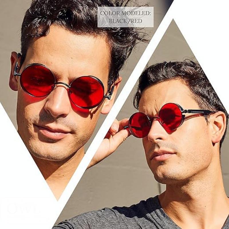 Opolariserade Steampunk-solglasögon för män, mode, runda bågar, metall, retro, accessoarer, kvinnor, punkglasögon, gotiska, körglasögon