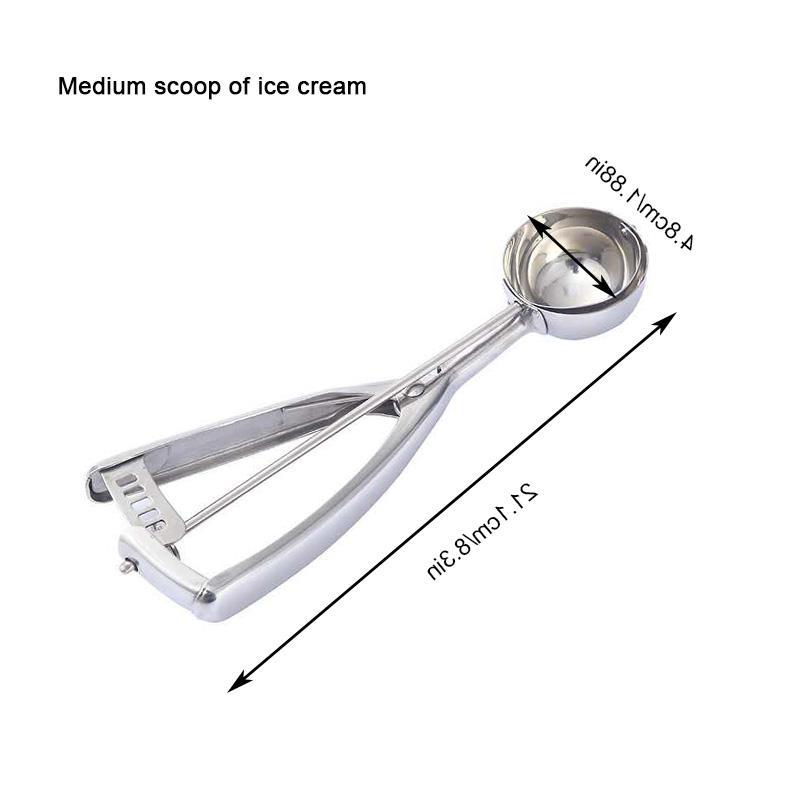 Ice Cream Spoon Kitchen Tools 3 Size Stainless Steel Spring Handle Mash Potato Watermelon Ball Scoop Home Kitchen Accessories