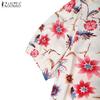 ZANZEA Women Casual Round Neck Summer Loose Short Sleeve Floral Dress