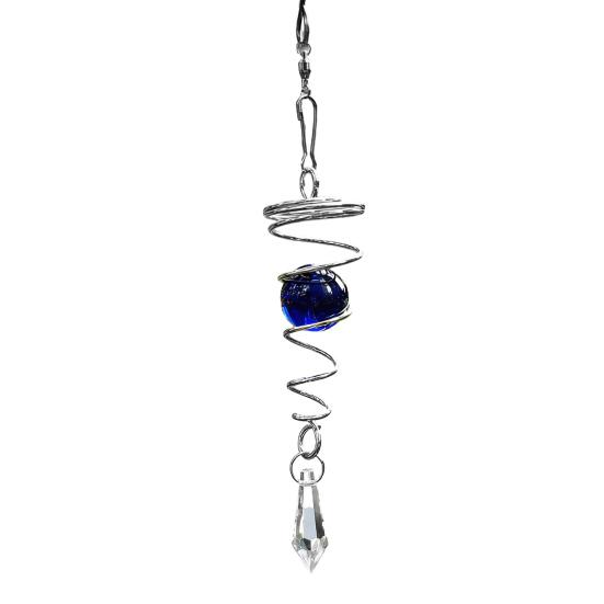 Campanella a Vento, con Pendente in Cristallo Supporto a Spirale in Metallo, Ornamento da Appendere per Esterno Giardino Balcone Decorazione per Auto