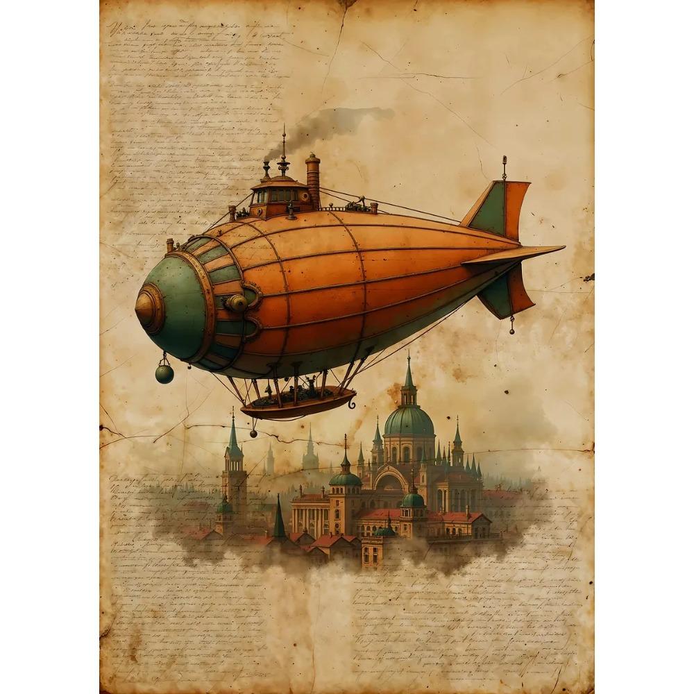 Classic Vintage Steampunk Gramophone Airship Posters Robot Machine Gears Prints Canvas Painting Wall Art Picture Home Room Decor