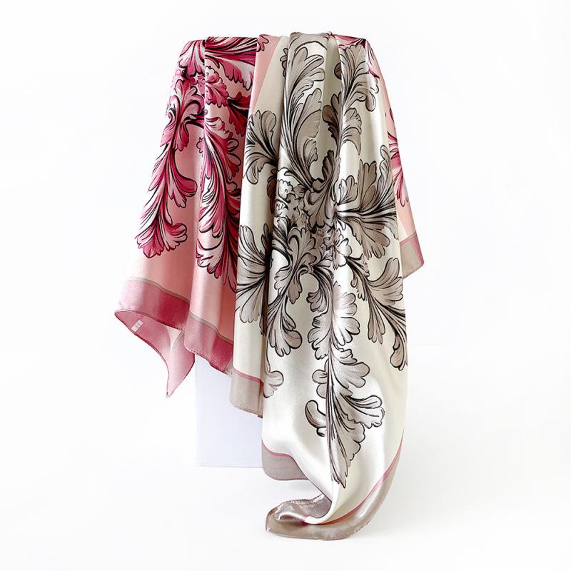 90cm Scarf, Headscarf, Women’s Two-Tone Printed Fashionable Versatile Shawl, Rayon Square Scarf