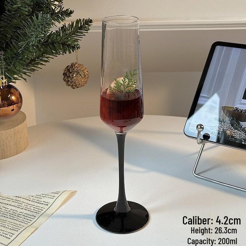 ZISIZ Handmade Black Stem Champagne Glass