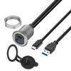 Bochara USB3.0+Type C 3.1 3.0 Male To Female Extension Cable Flush Mount Panel Dashboard  Aluminum Alloy With Indicator