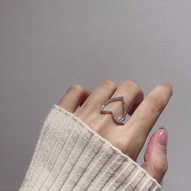 Elegant Heart Ring: Women s High-End Adjustable Open Design, Versatile and Trendy Gift Open Adjustable