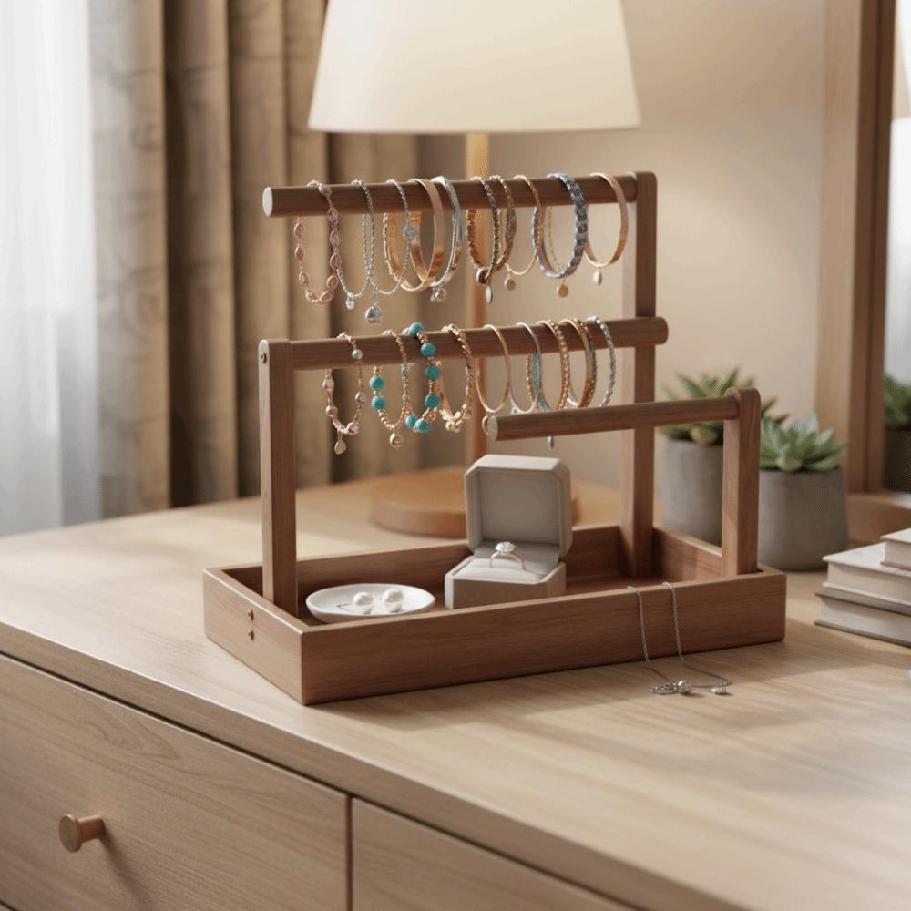 Retro Style Jewelry Stand Solid Wood Jewellery Organizer Jewelry Display Stand Closet Organization