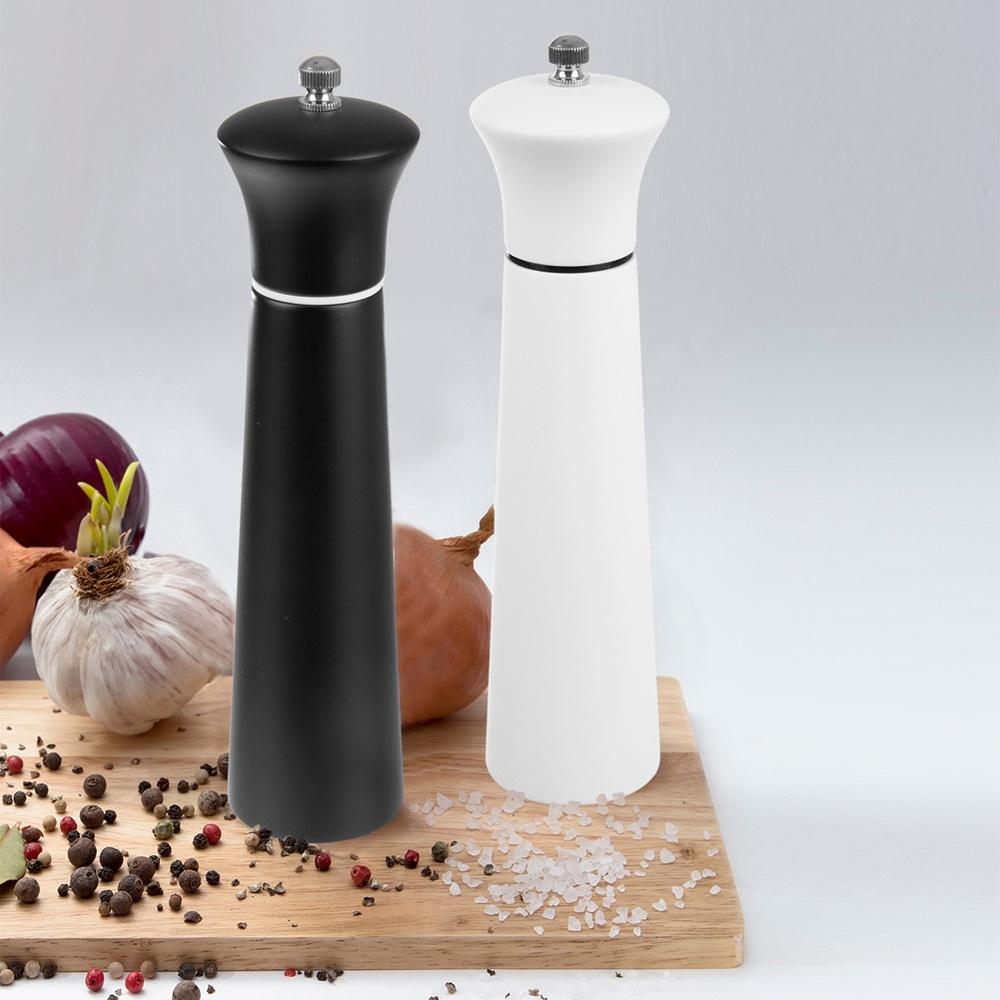 Wooden Grinder for Grinding Spices, Pepper, Salt, White, 21.5 Cm